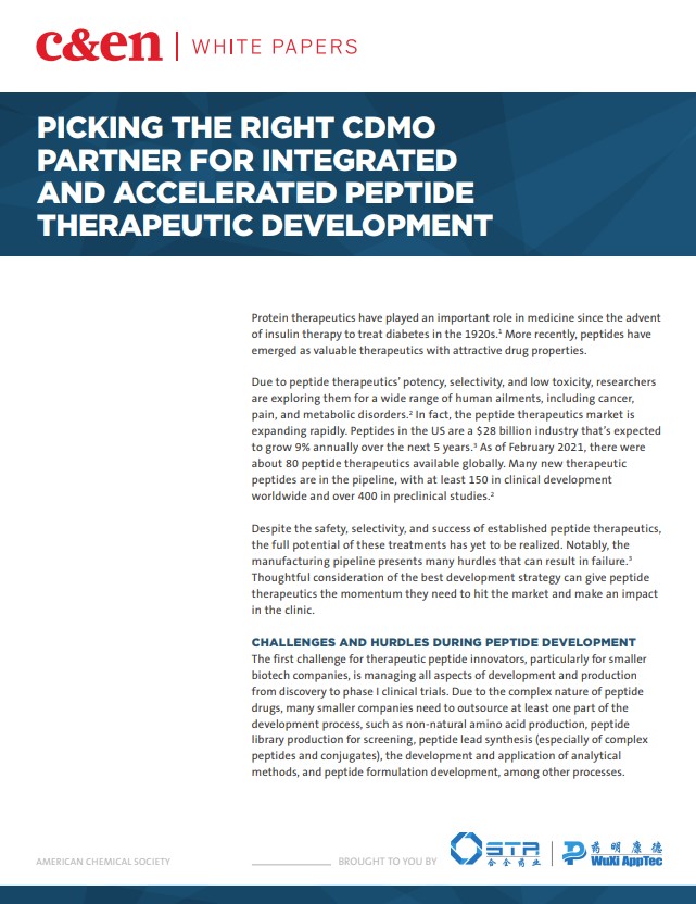 peptide CDMO3 pdf screenshot Picking the Right CDMO Partner for Integrated and Accelerated Peptide Therapeutic Development